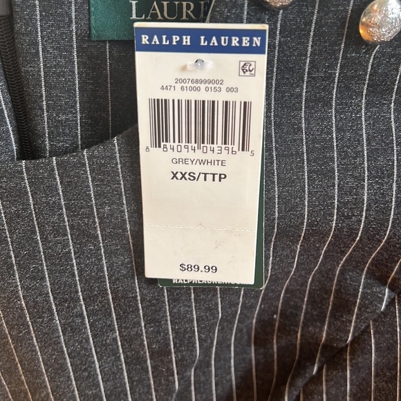 LAUREN (RALPH LAUREN) GREY PIN-STRIPED PEPLUM TOP - Picture 4 of 6